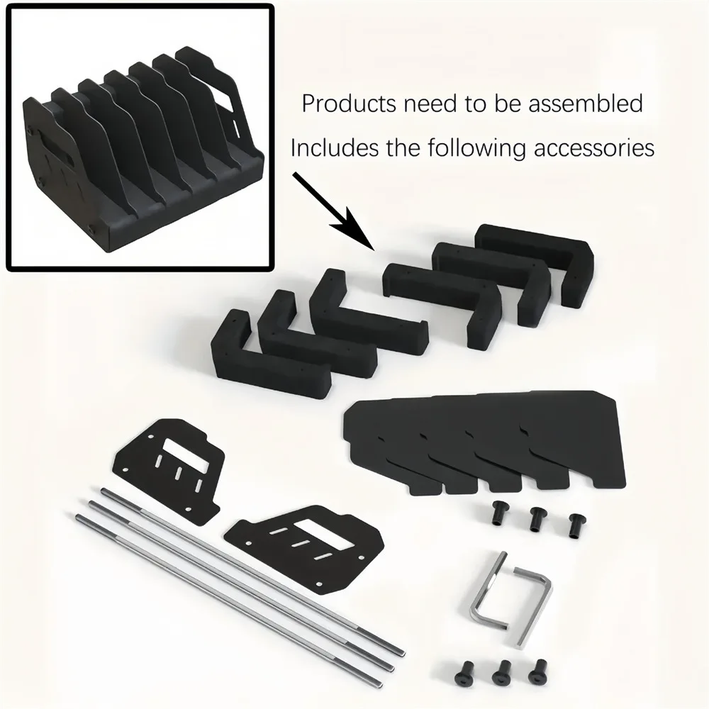 Compact EVA Material 6-Slot Black Display Stand, Gun Stock Pistol Storage Rack, Toy Gun Storage Box