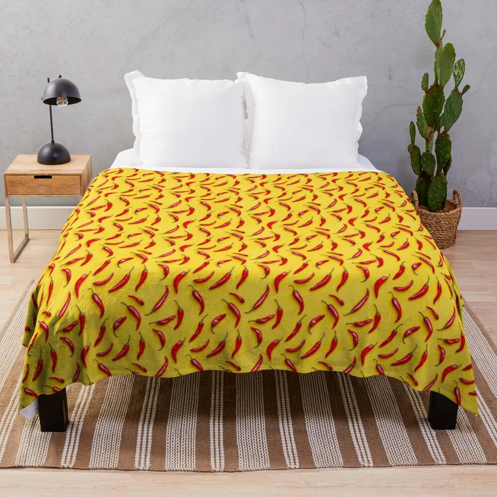 

Red chilli pepper on yellow background Throw Blanket manga Blankets For Sofas Beach Blankets