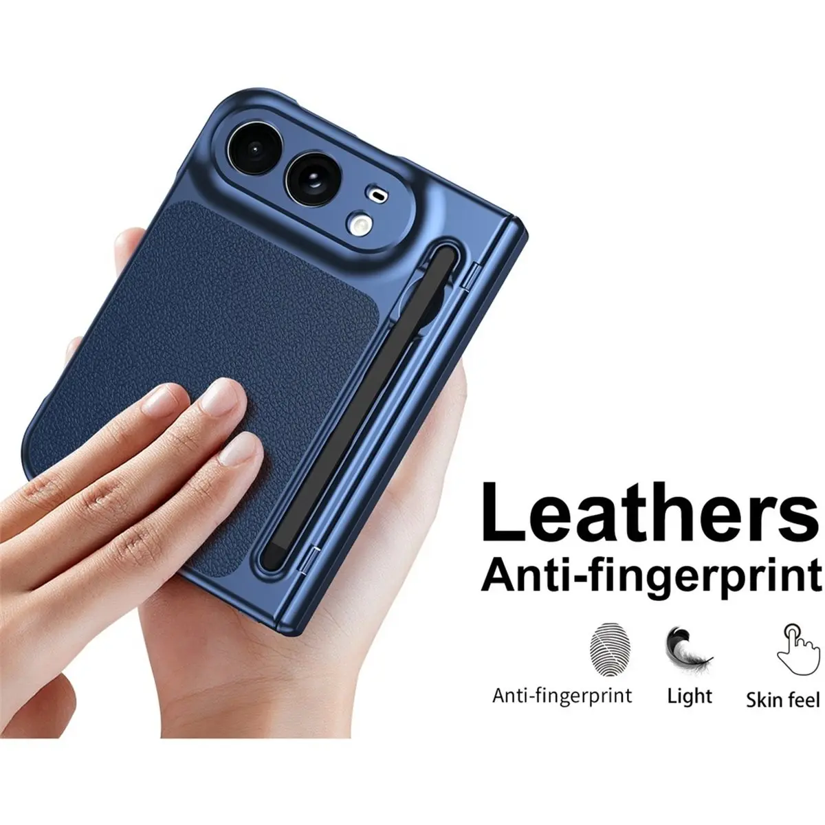 Luxury Plating with Pen Slot Phone Case for Duo Fold Screen Film Tempered Hinge Protective Shockproof Cover, 1PC