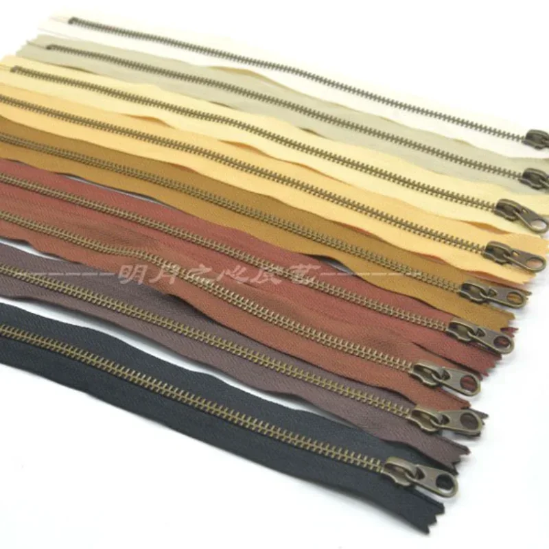 50pcs/Lot 5# 20cm 30cm 35cm 45CM 50cm Vintage Ykk Metal Zippe Close End Bronze Teeth Leather Handbag Boots Sewing Accessory