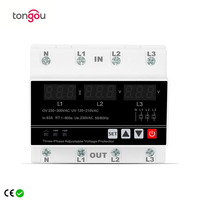 TONGOU rail mounted 1P+N 2P 4P display adjustable overvoltage current and undervoltage protection device relay 1-63A 230V