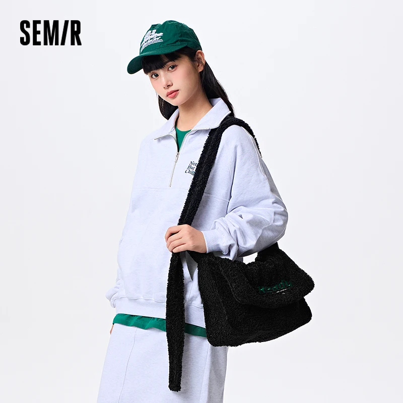 

Semir Messenger Bag Women PERMANENT Collaboration Sherpa Faux Lamb Wool Shoulder Bag 2025 Large Capacity Crossbody