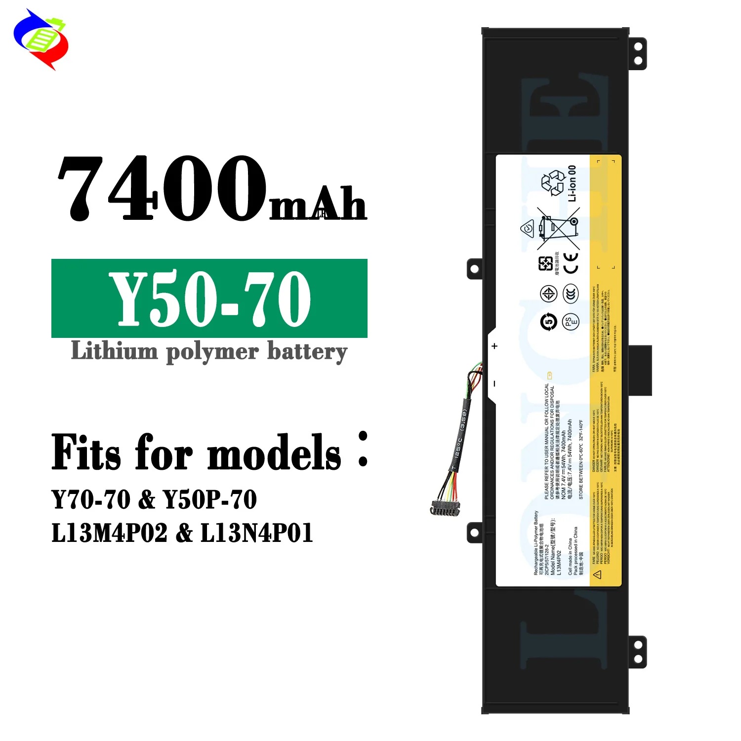 Y50-70 7.4V Laptop Battery for Lenovo Erazer Y50P-70 Y70-70 L13N4P01 L13M4P02 Replacement Battery