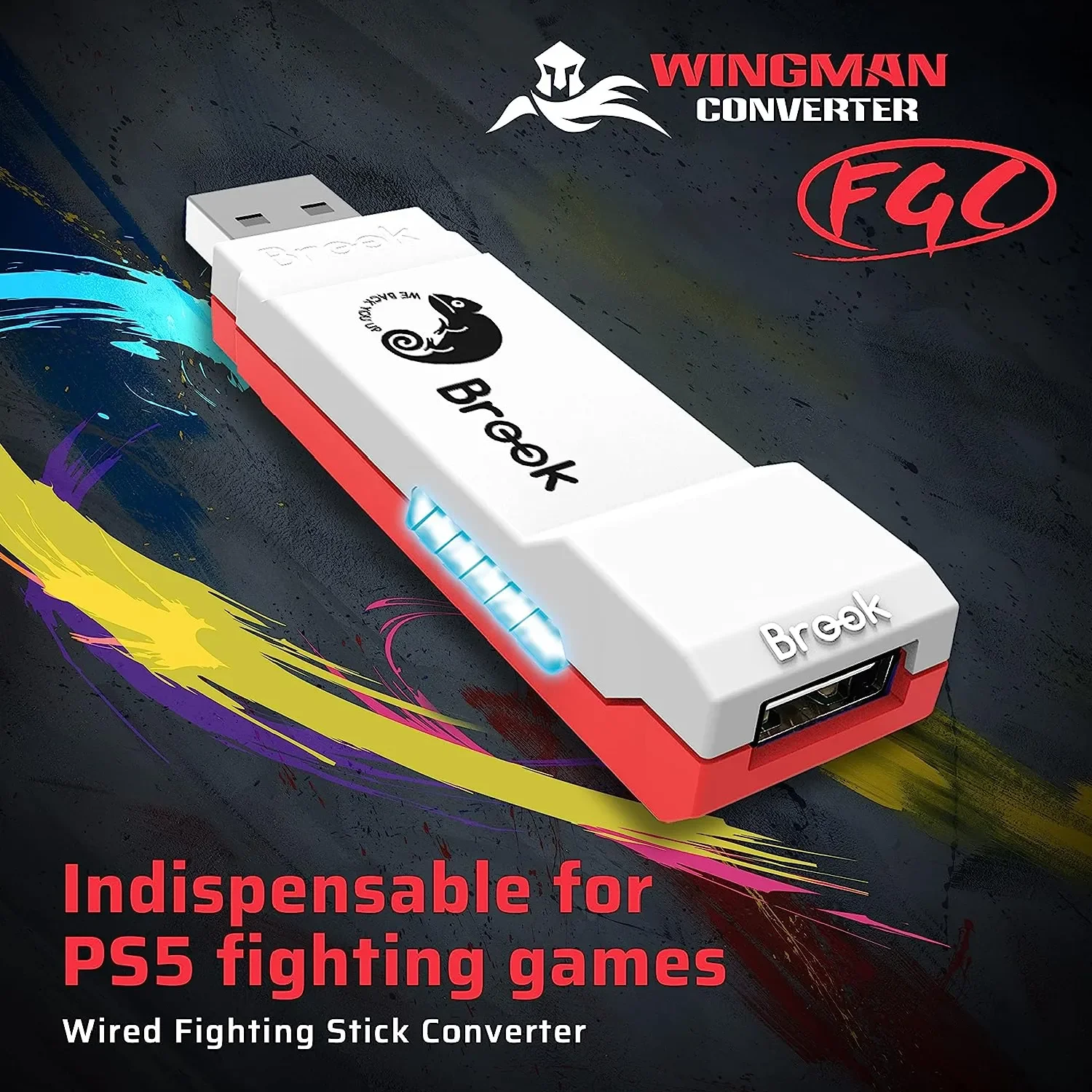 Brook Wingman FGC Converter Wired Arcade Fight Stick Hitbox Wired Controller to PS5PS4 PC XInput Zero Delay with Turbo Remapping