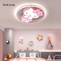 Kawaii Led Ceiling Lights For Kids Baby Room Decor Cute Kitty Ceiling Light Girl Room Lamp Pink Cartoon Cat Plafonnier Bedroom