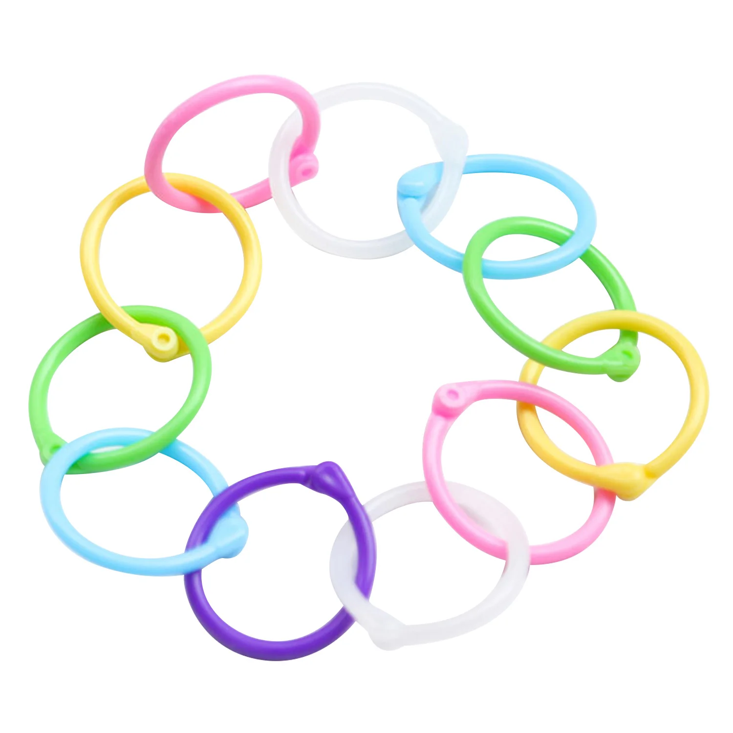 1 Box Plastic Binder Snap Rings for Loose Leaf Paper Cards Photo Album Menu Book Office Binding 1 inch Random Colors