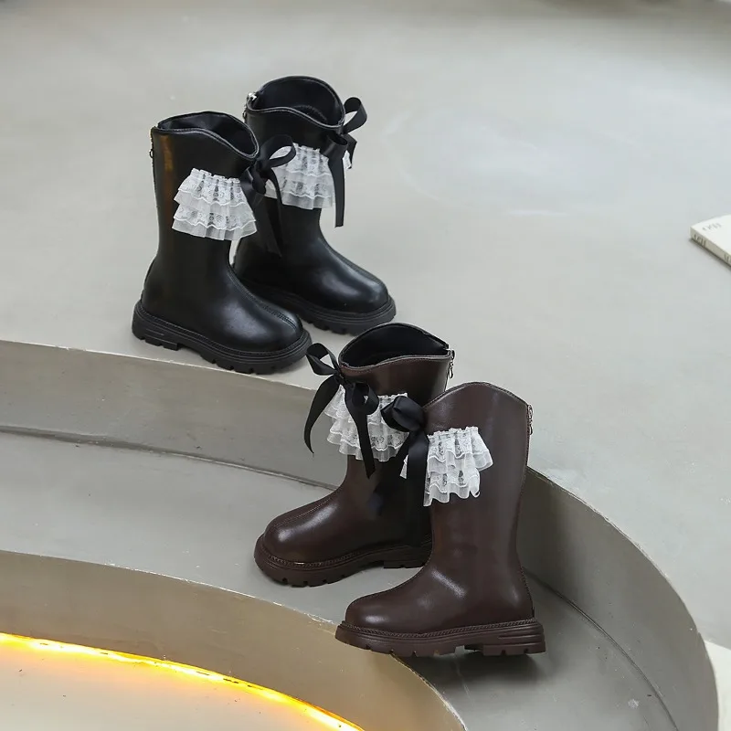 

2025 New Winter Children's Fashion Boots Kids Girls' Leather High Quality and Warm Ankle Boots Kids Shoes for Girl