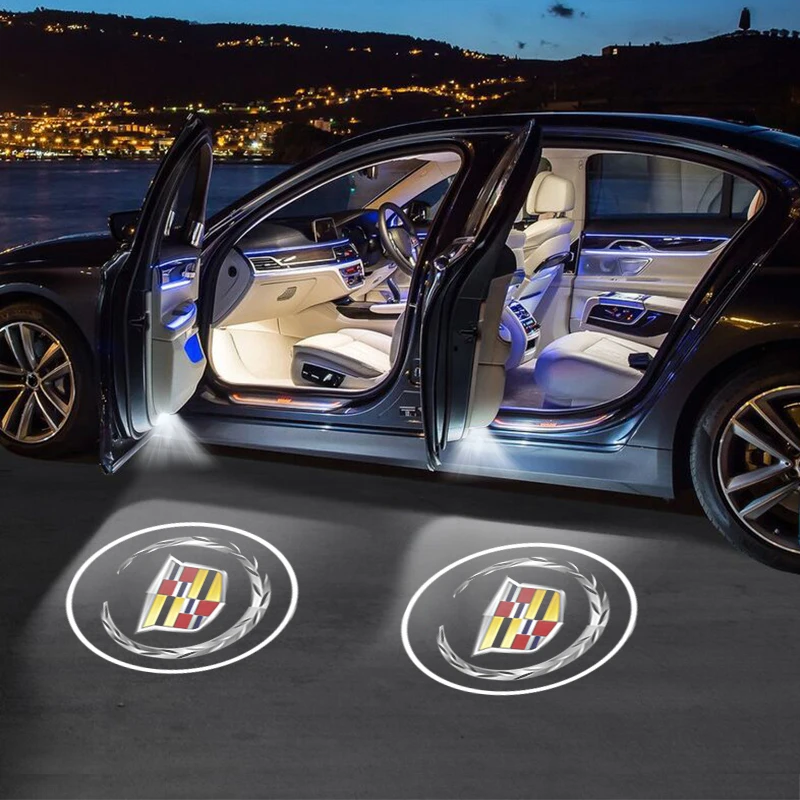 1/2 Peças Luzes de Projeção a Laser para Porta de Carro, Lâmpada de Boas-Vindas LED HD com Logotipo para Cadillac SRX XT4 XT5 XT6 ATS XTS CTS CT6