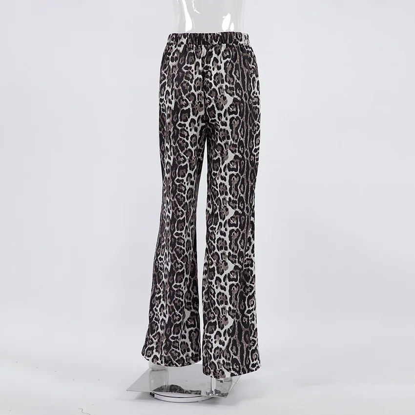 BKLD Leopard Printed Streetwear Mid Waist Elastic Wide Leg Pants 2025 New Autumn Fashion Casual Trousers Clothes For Women