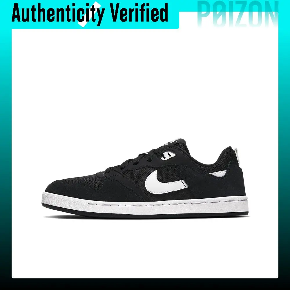 Nike SB Alleyoop Textile, Suede Versatile Breathable Low top Skateboard Shoes Unisex Black White CJ0882-001