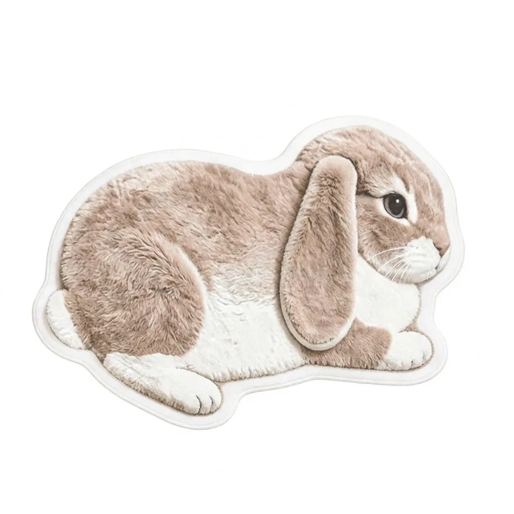 Fun Water Absorbent Rabbit Shape Rug Soft Washable Irregular Shape Bath Mat Rug Floor Mat Home Decoration