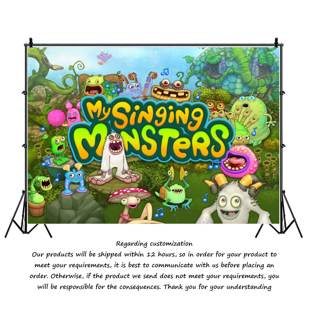 My Singing Monsters Birthday Party Background Baby Shower Decor Supplies Kids Singing Music Game Party Child Photo Shoot Banner