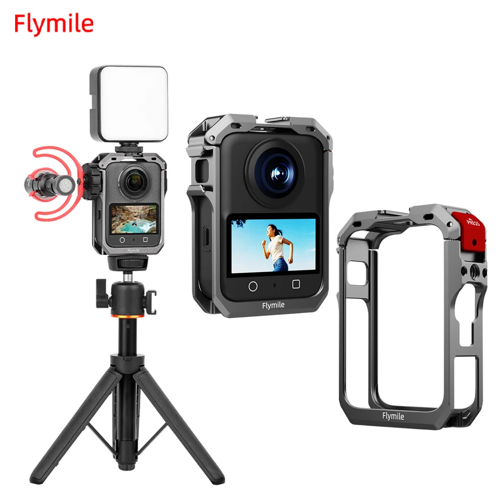 

Flymile Aluminum Frame Cage for DJI Osmo 360 Knob Cage Camera Accessory Silicone Lens Cap Panoramic Camera ProtectiveAnti-drop