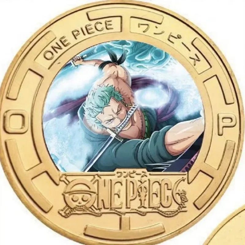 5pcs/set Bandai One Piece Luffy Zoro Chopper Anime Character Metal Commemorative Coin Commemorative Medal Children's Gift Toy