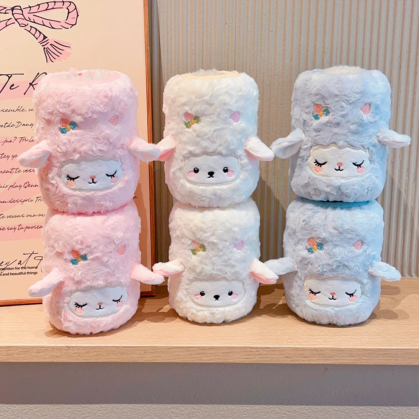 2026 New Korean Cute Cartoon Sheep Arm Sleeves For Girls Kids Kawaii Plush Anti Dirty Sweater Coat Cuff Protector Winter Sleeve