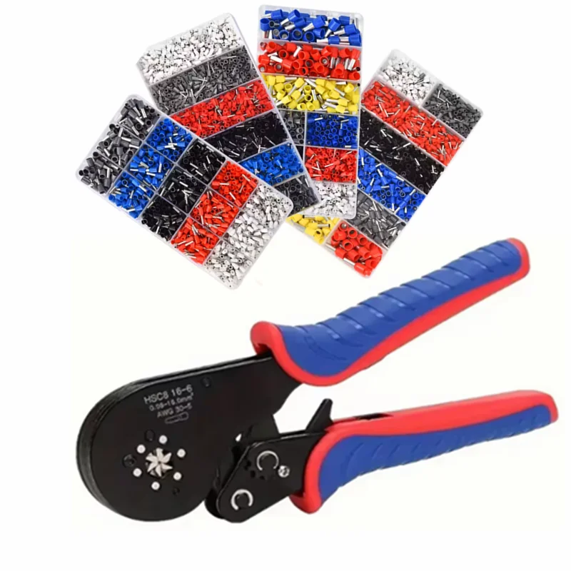 Alicate de Crimpagem HSC8 16-6A para Terminais Tubulares, Mini Alicate para Terminais de Grande Porte, Grampos Elétricos 0.08-16mm²/30-5AWG