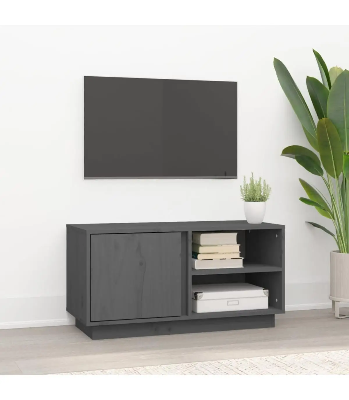 Furniture TV furniture solid pine wood Gray 80x35x40,5 cm