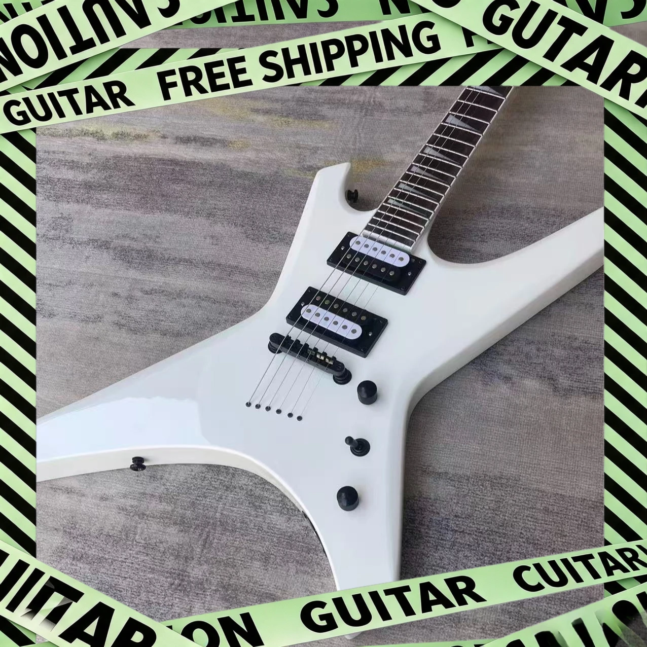 Electric Guitar Alien White Peach Blossom Core Body Rosewood Fingerboard Grade 24 Grade HH Pickup Free Shipping  Metal Hard Rock