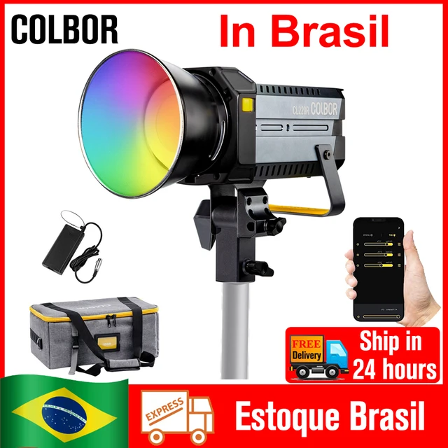 (Estoque no Brasil) COLBOR CL220R COB Light 220W RGB Bowens Mount Luz de vídeo portátil Luz de estúdio para cineastas Fotos