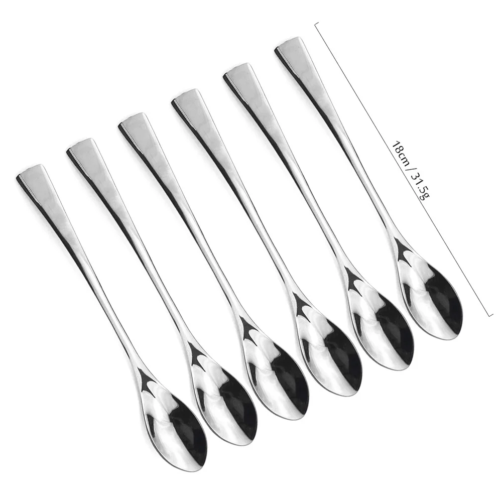 

JANKNG 6Pcs Long Handle Spoons for Tea Coffee Drink Juice 18/10 Stainless Steel Long Ice Scoop Black Gold Stirring Spoon Set