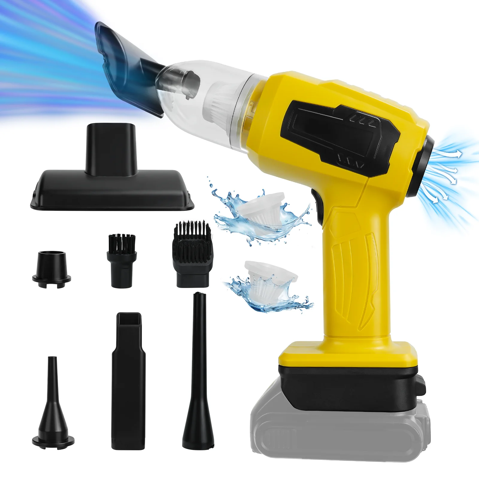 Cordless Mini Vacuum Cleaner for Dewalt 20V Battery 2-in-1 Handheld Vacuum Cleaner and Air Duster with Multi-Nozzles(No Battery)