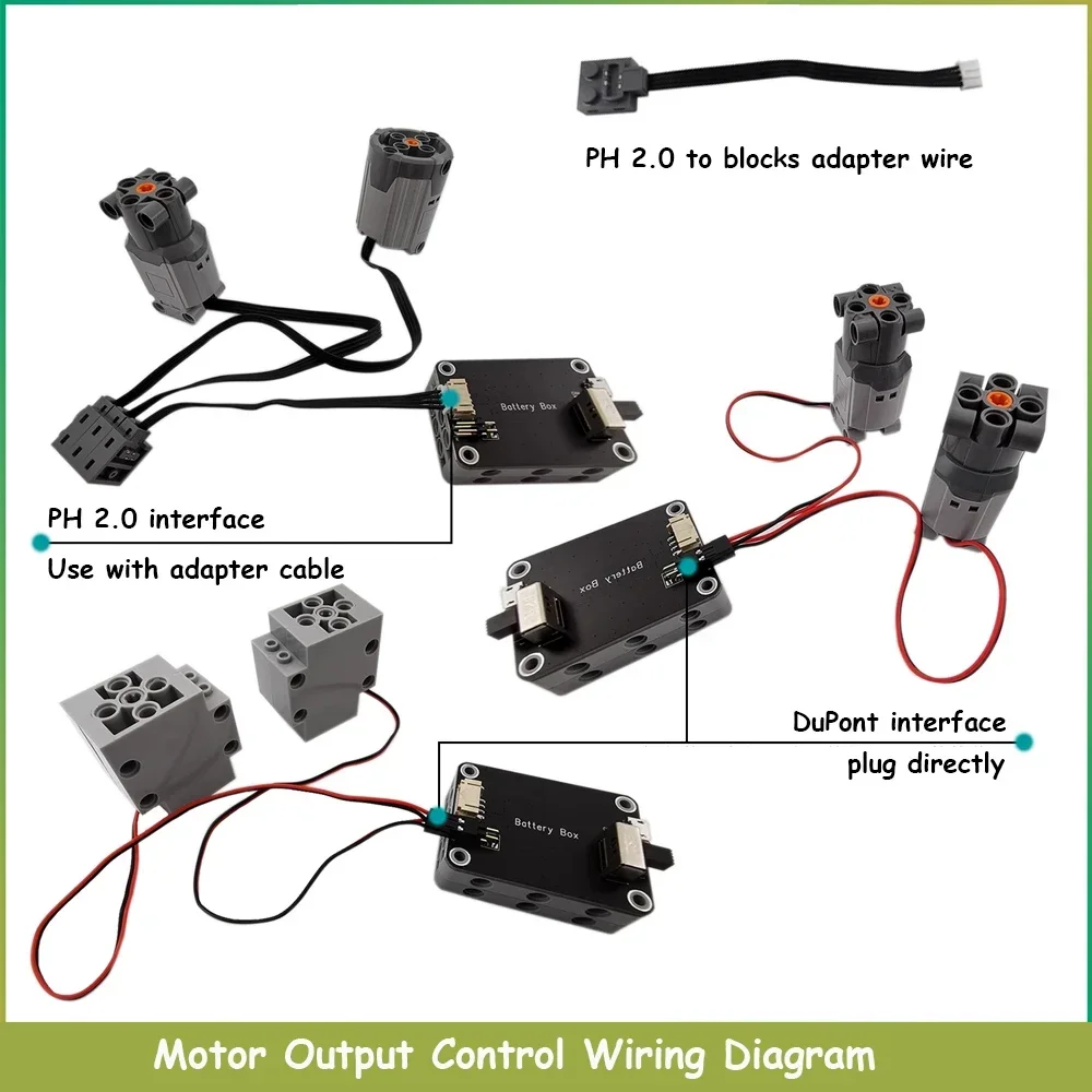Caja de batería de 9V, soporte recargable MOC, salida de potencia del Motor M/L/XL, Control de avance/retroceso, Compatible con bloques de construcción Legoeds