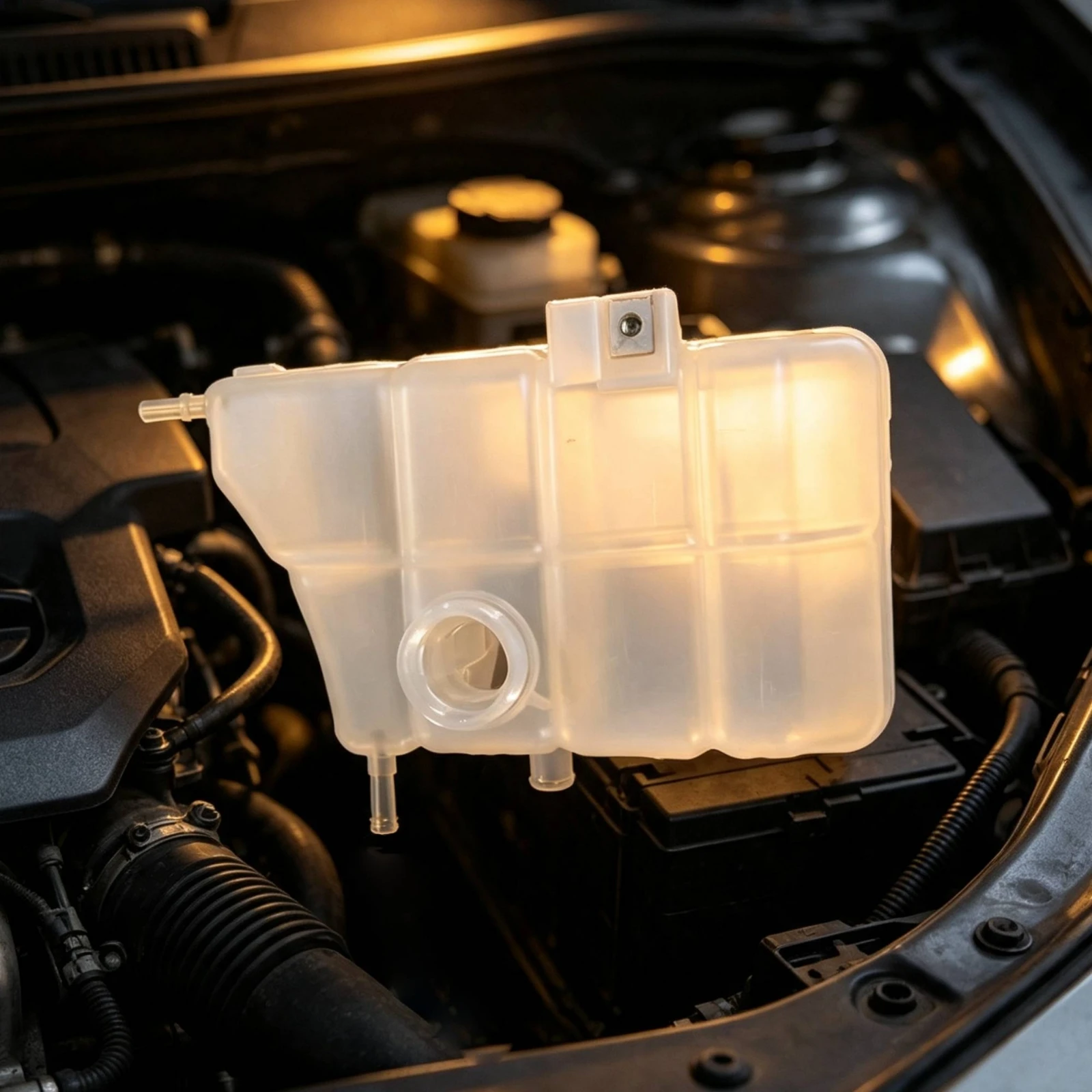 Coolant Reservoir Tank Translucent Coolant Overflow Tank Sealed Airtight for Mechanics, Automotive Repair, Engine Bay