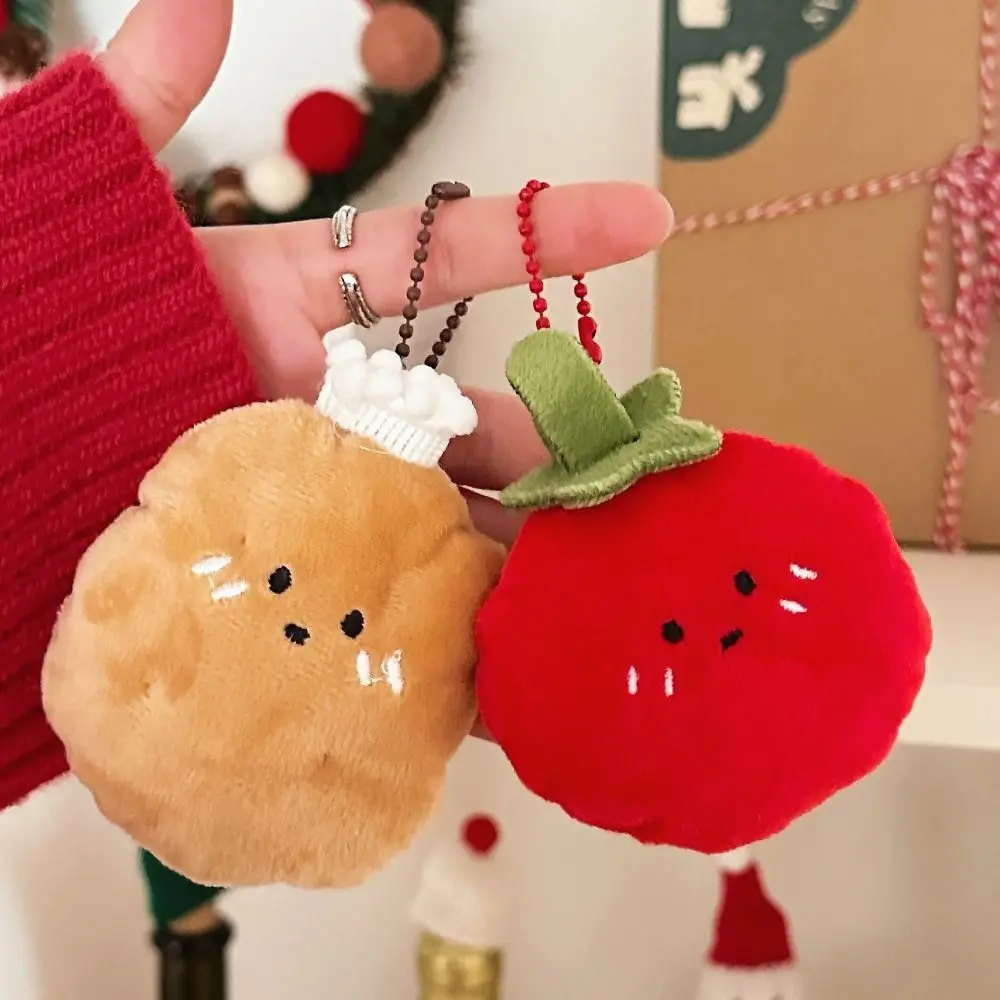 Fashion Cartoon Food Plush Keychain Decoration Croissant Tomato Plush Key Chain Toys Plush Stuffed Bag Pendant Hanging Accessory