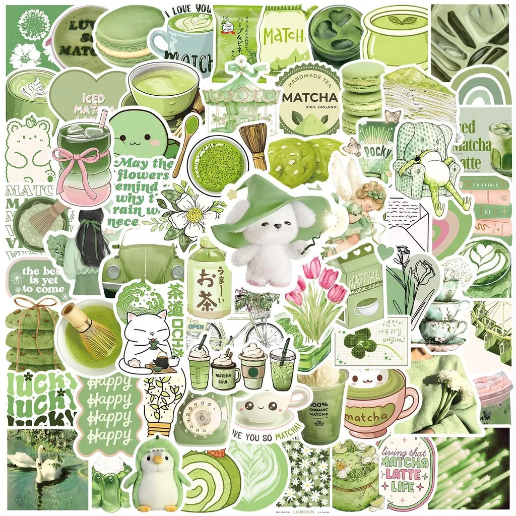 

100 шт. наклейки Ins Style Matcha Girl-милые мультяшные водонепроницаемые ПВХ для ноутбуков, скейтбордов и журналов, магазин AnimeWorlds