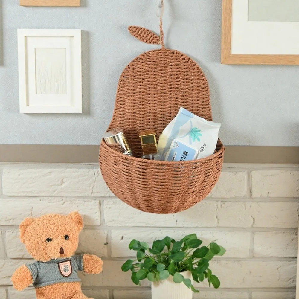 

Винтажная плетеная корзина для хранения, экологичная, простая, ручной работы, из ротанга, многофункциональная, для ключей, настенный декор