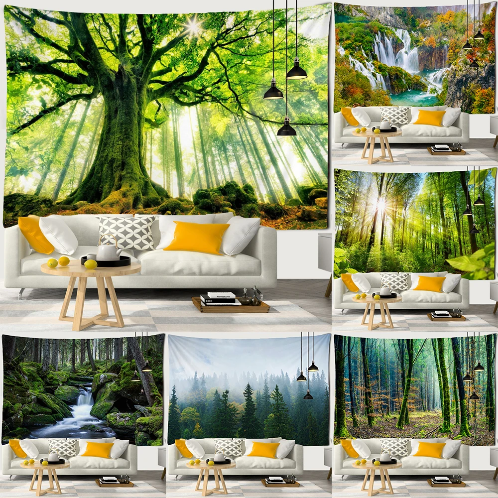 Beautiful Natural Forest Printed Large Wall Tapestry Cheap Hippie Wall Hanging landscape Wall Tapestries Mandala Wall Art Decor