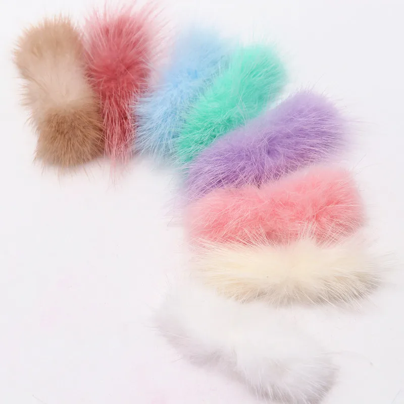 5pcs Real Natural Mink Pompon Bowknot 2*6cm Fur Pompom Balls Bow Tie Fluffy Pompones for Diy Jewelry Craft Supplies Accessories