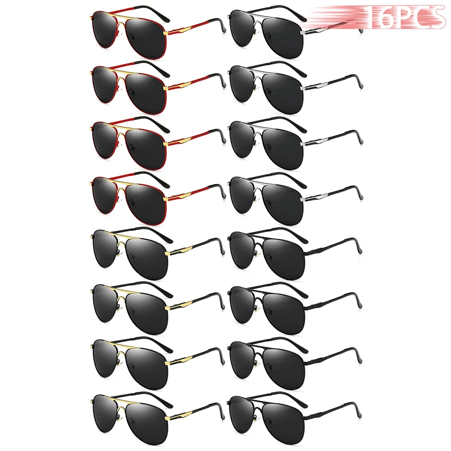 16 PCS Luxury Oversized Metal Big Frame Pilot Sunglasses Men Women Driving  Sun Glasses Male Female Sunglass Man UV400 Eyewear