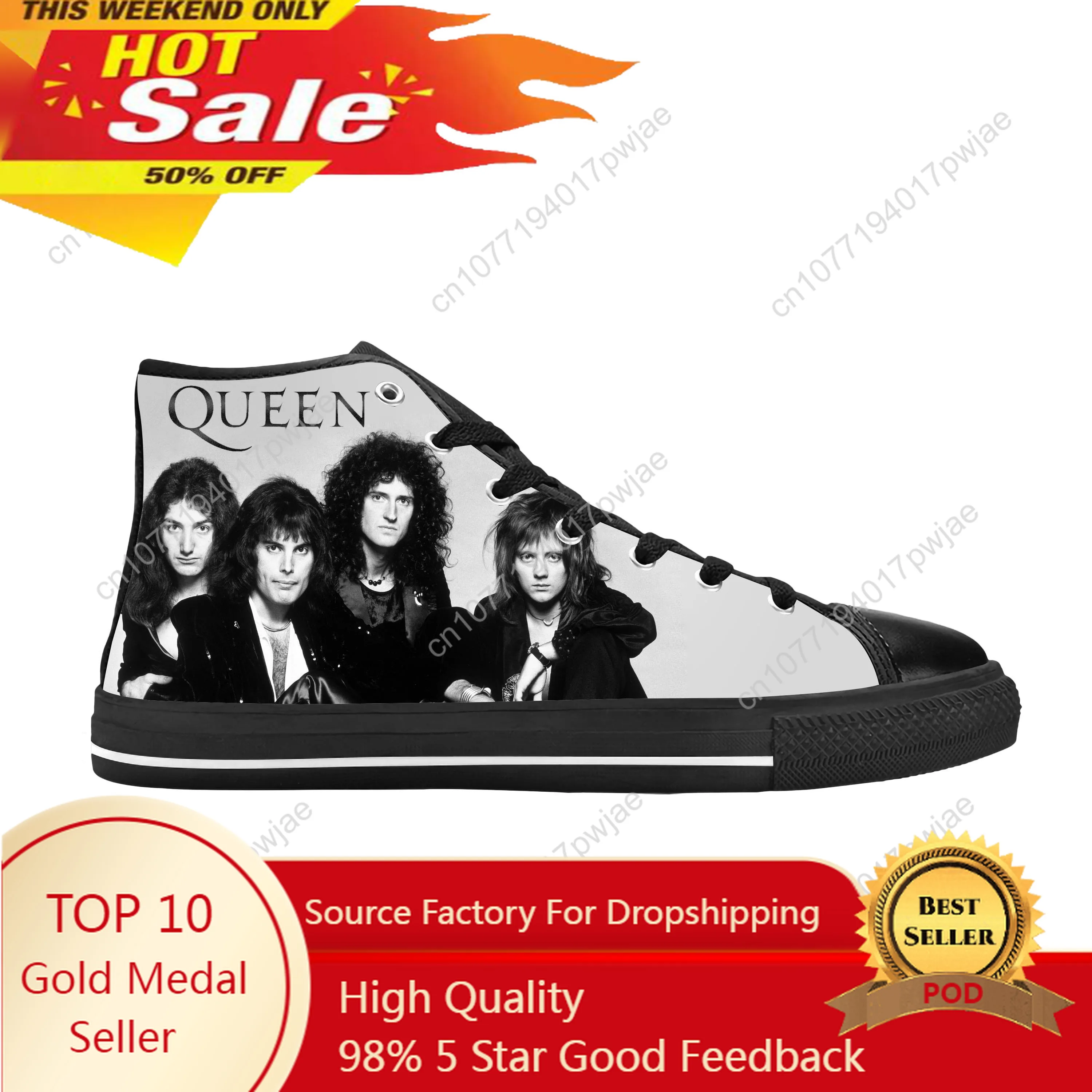 Freddie Mercury zespół rockowy piosenkarka muzyczna królowa fajne buty odzież na co dzień wysoki Top wygodne oddychające buty sportowe męskie/damskie z nadrukiem 3D