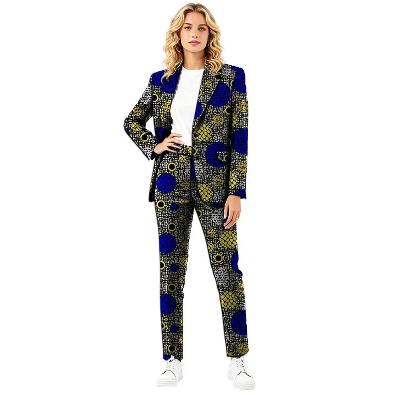 

African Couture Elegant Women's Formal Suit Classical Blazer+Pant Ankara Outfits Festival Party Wear Tailored