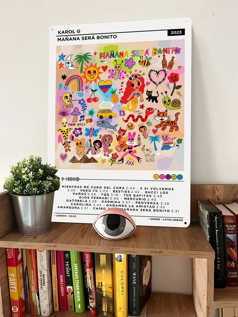 Karol G Mañana Sera Bonito ملصق روك سينجر علامات معدنية ركن القهوة بار تخصيص الراب تين تسجيل لغرفة المنزل جدار الفن