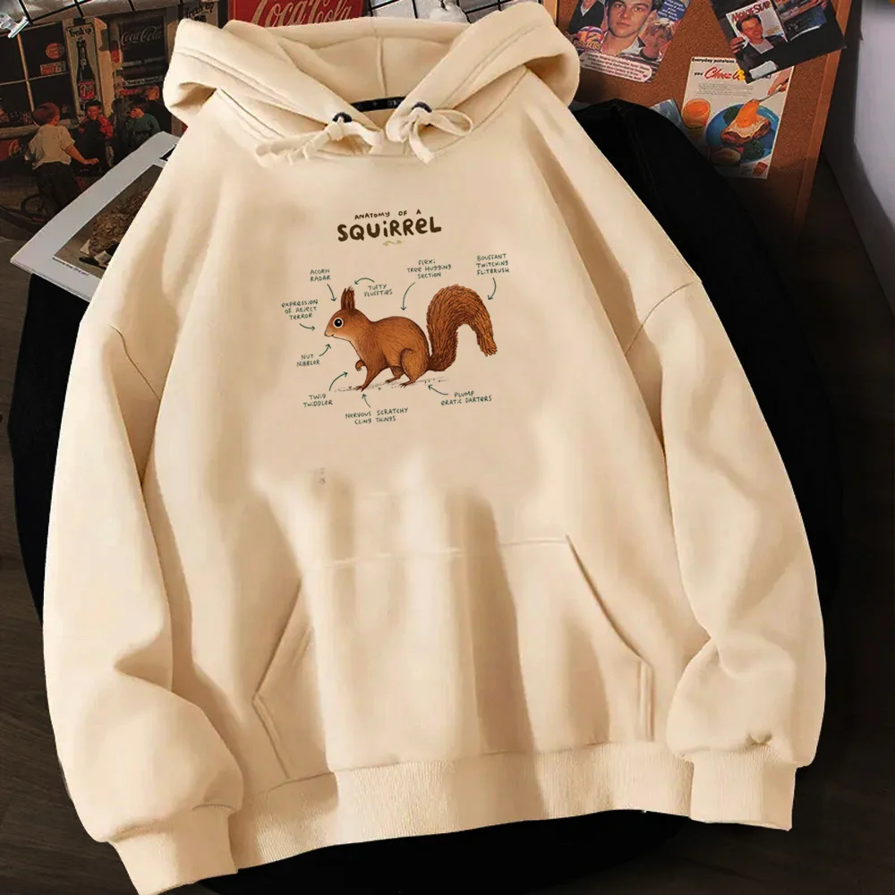 

Squirrel hoodies women long sleeve top anime 90s hoddies sweater women Korean style pulls