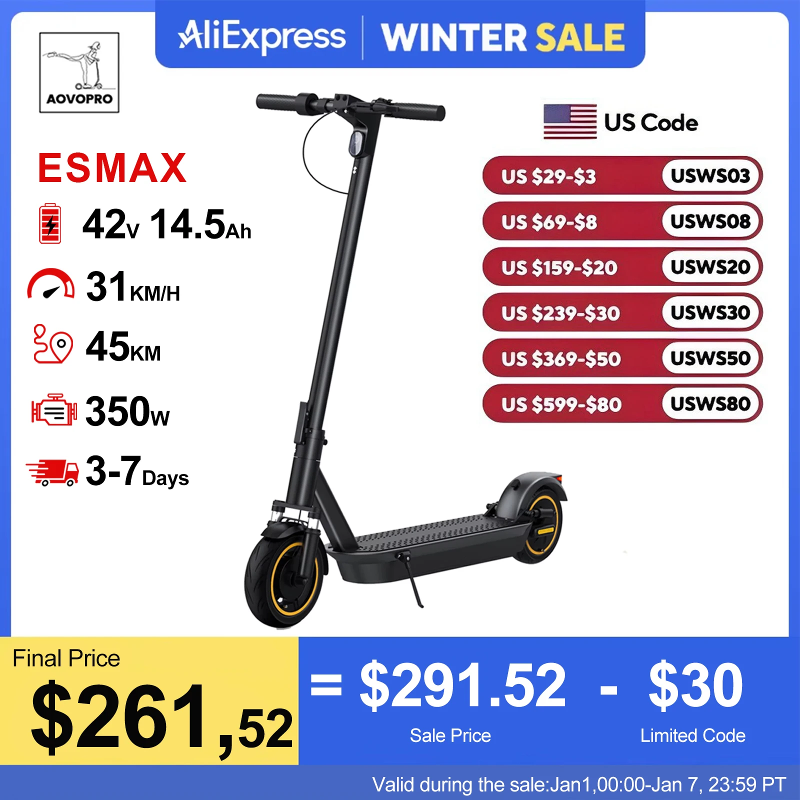 AOVOPRO New ESMAX Electric Scooter 500W 40km/h Adult APP Smart Scooter Shock-absorbing Anti-skid Folding Electric Scooter