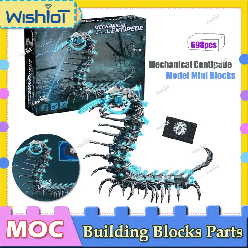 

698pcs Mechanical Centipede Model Building Blocks Set Assemble 7041 Cartoon DIY Ornaments With Light MOC Bricks Toys Boys Gifts
