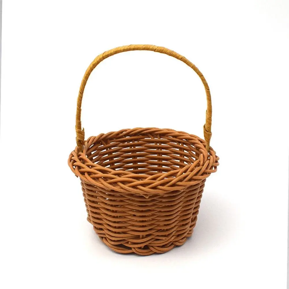 Rattan Handheld Woven Basket Hamper Basket Multi-functional Flower Storage Basket Picnic Basket Rustic Flower Basket