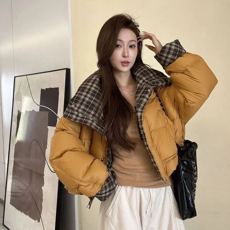 2025年ニューファッション韓国女性パーカーショートルーズワイルドウィンタージャケットカジュアルダウンコットンコート女性用暖かいブレッドサービスアウター