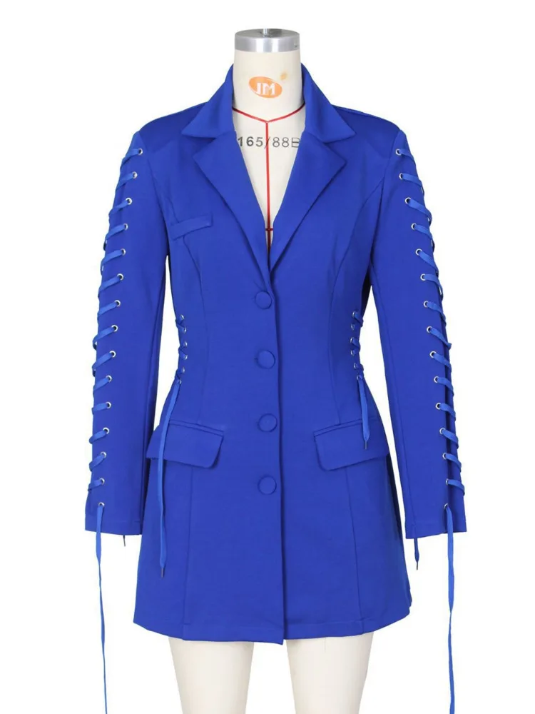 Zmeina blazer feminino rosa quente com mangas de renda e botão detalhe lateral frontal decote em v profundo casual chique roupa de festa zm3341