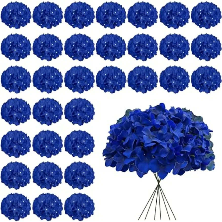 

150 Pcs Hydrangea Artificial Flowers Bulk Flocked Silk Hydrangea Full Flower Heads with Stems Realistic Fake Flower for Wedding