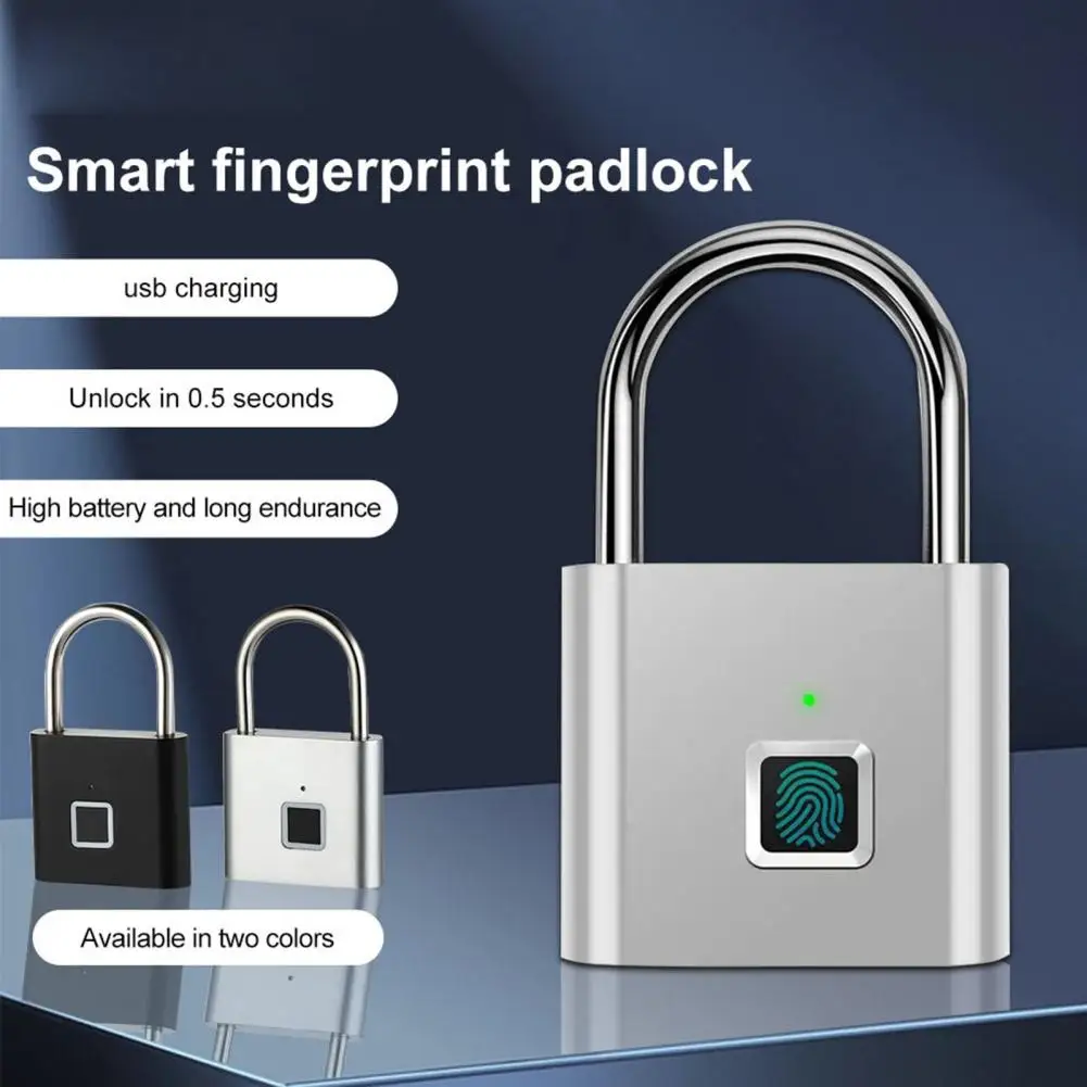 

Fingerprint Lock with Chip Biometric Security Padlock Heavy Duty Biometric Fingerprint Padlock for Outdoor School Gym Locker Usb