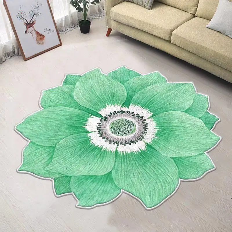 Tapis de salon en forme de fleur simple, tapis absorbants ménagers lavables, facile à entretenir, grande surface, non ald, 343 degrés, chambre à coucher, lea