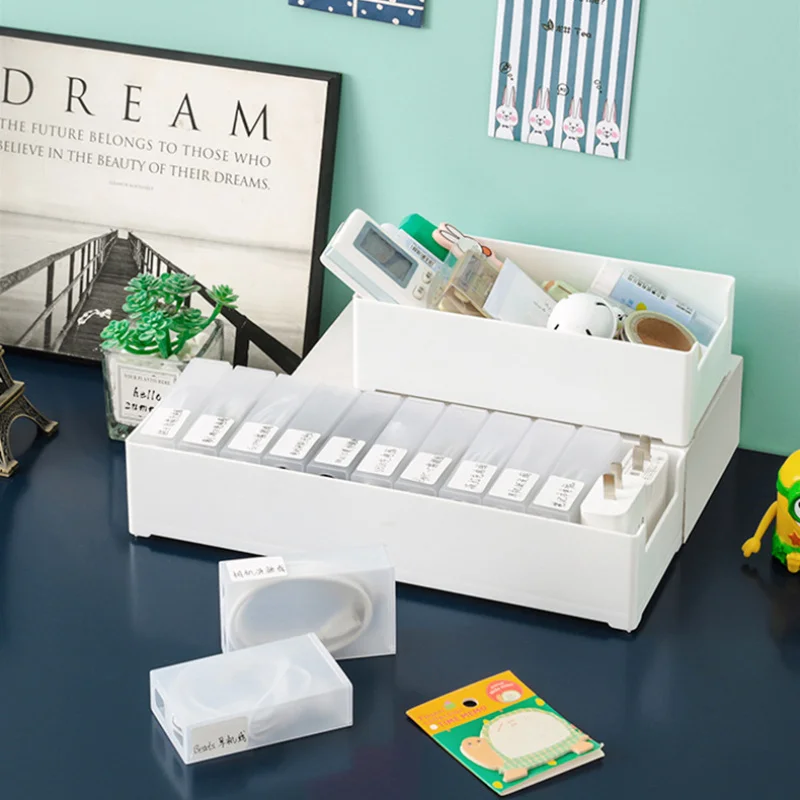 케이블 보관 상자 투명 플라스틱 데이터 라인 보관 용기 책상 문구 메이크업 주최자 키 보석 상자 사무실 홀더