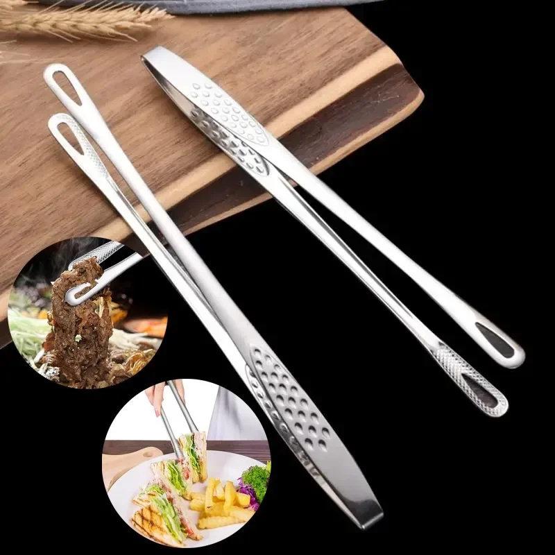 304 Stainless Steel Food Tongs Long Handle Non-Slip Barbecue Tongs Steak Tongs Kitchen Cooking Tools kitchen accessories 1pcs