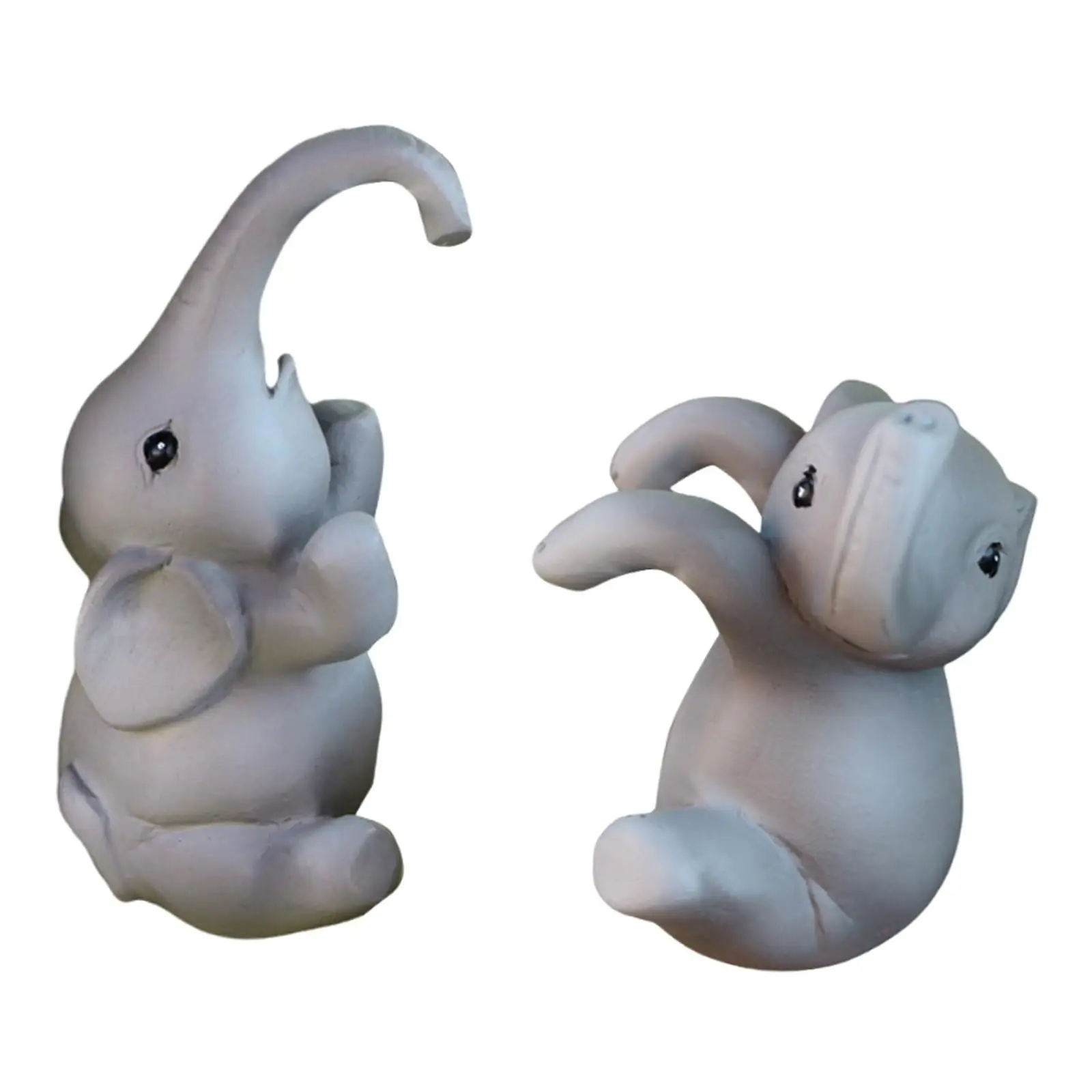 2 Pieces Miniature Figurines Elephant Flower Pot Hugger Mini Statues Micro Landscape Decor for Lawn Pathway Garden Yard Patio