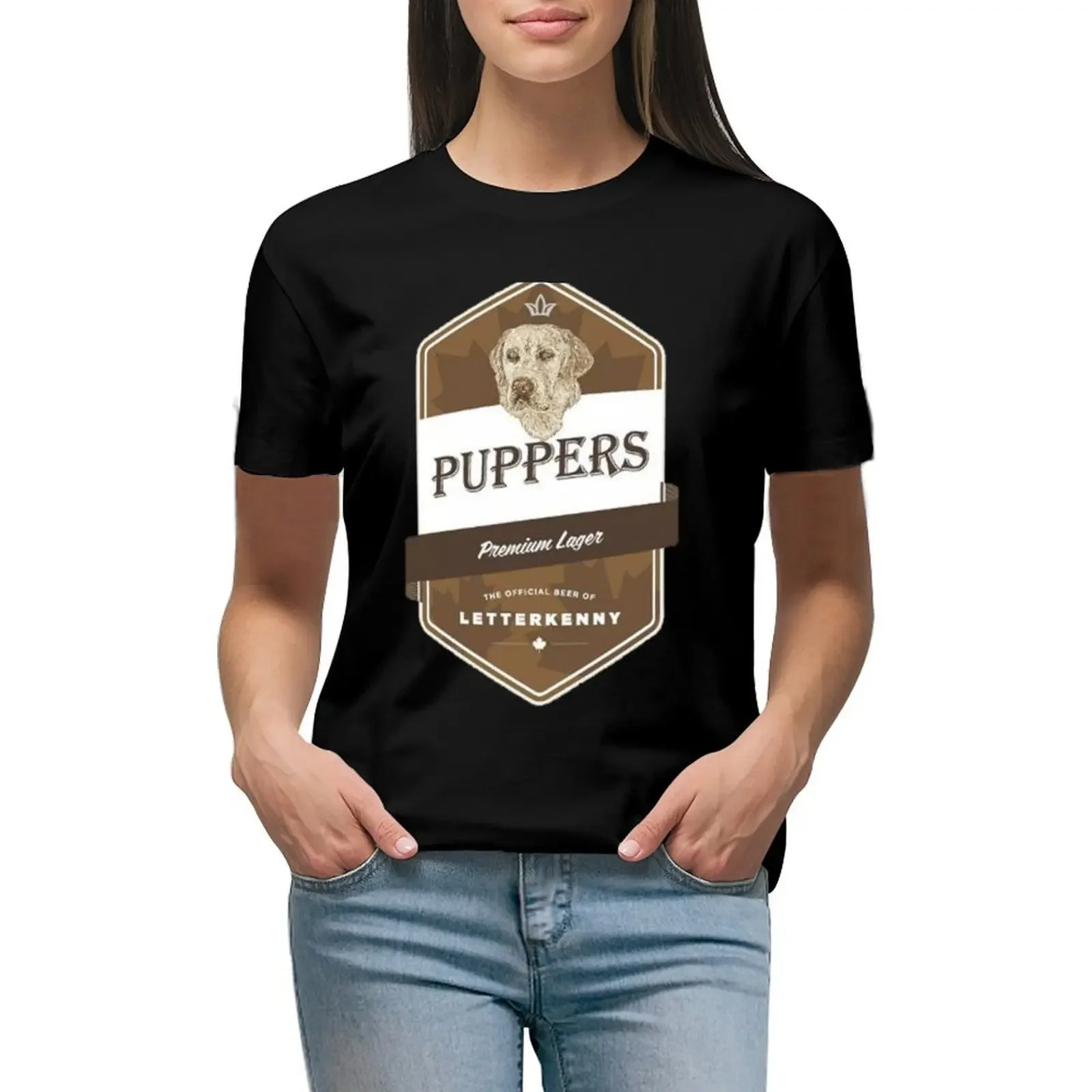 

puppers beer T-Shirt sports fans plus sizes plus size tops summer clothes t-shirts for Women graphic tees funny