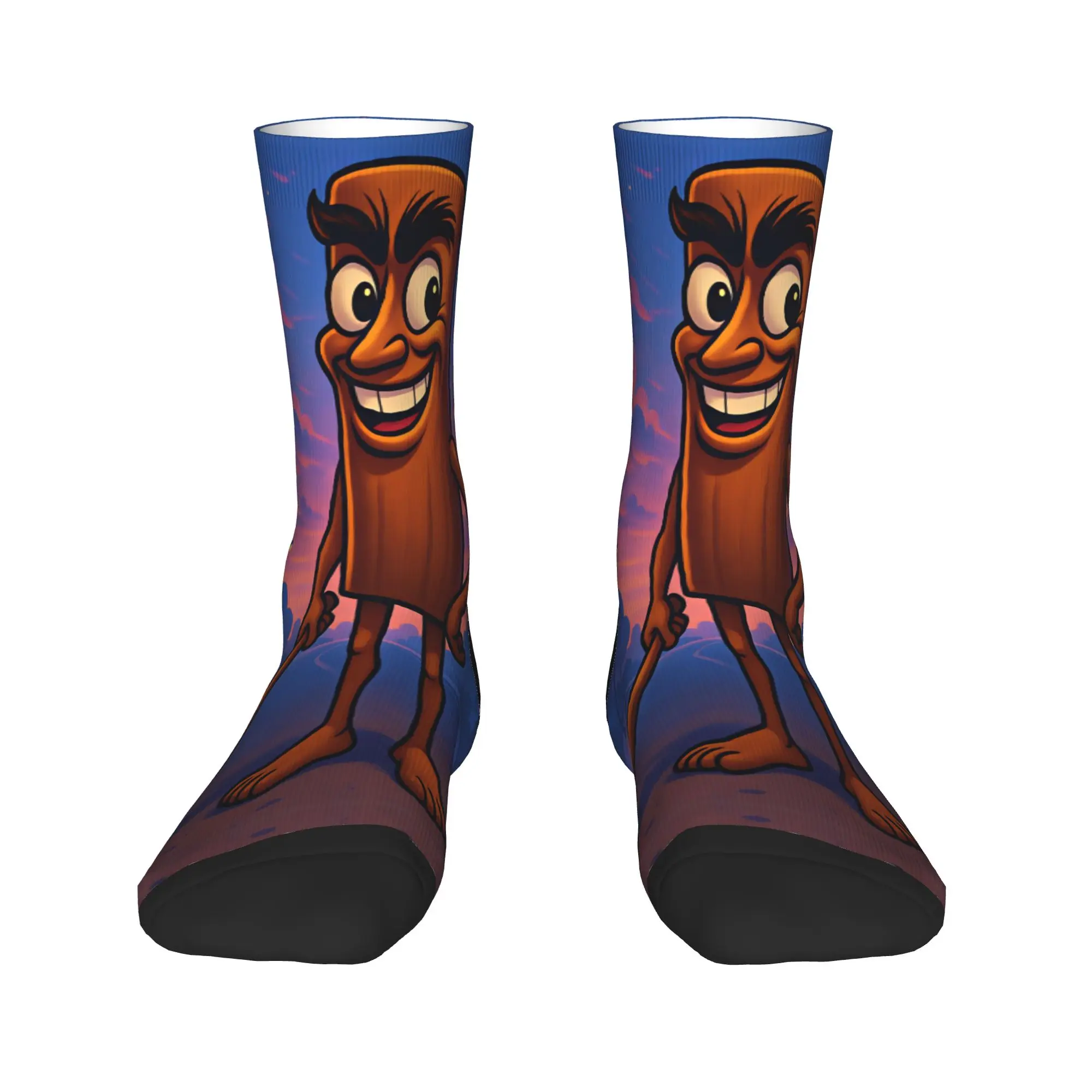Unisex Men Socks Tung Tung Sahur Sunset Town Street Retro Cartoon Stockings Autumn Socks Printed Running Sports Anti Slip Socks